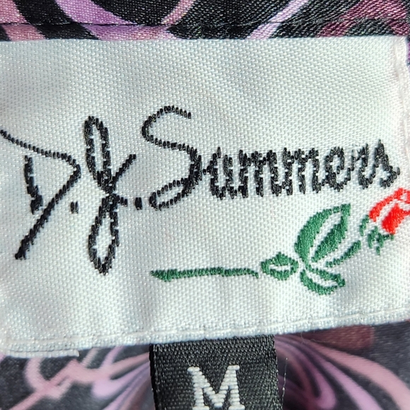 D. J. Summers Purple Satin 3/4 Sleeve Button Down Top Size Medium - Picture 6 of 9